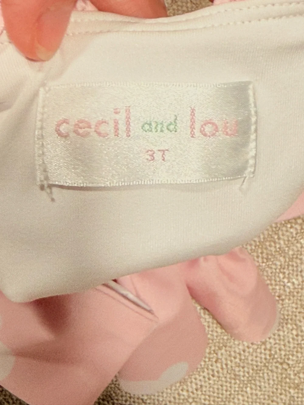 3T Cecil and Lou Mickey pink and white ruffle one piece swimsuit and towel set